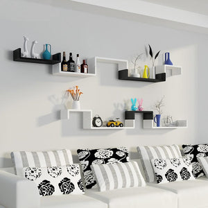 Floating Shelves | Ledge Bookshelf | Wall Mounted | Floating U Shaped Shelves | Modern Home Decor | Set of 3 Black