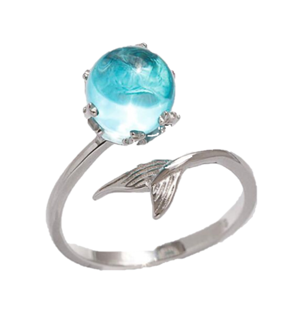 Sterling Silver Blue Crystal Mermaid Tail Ring