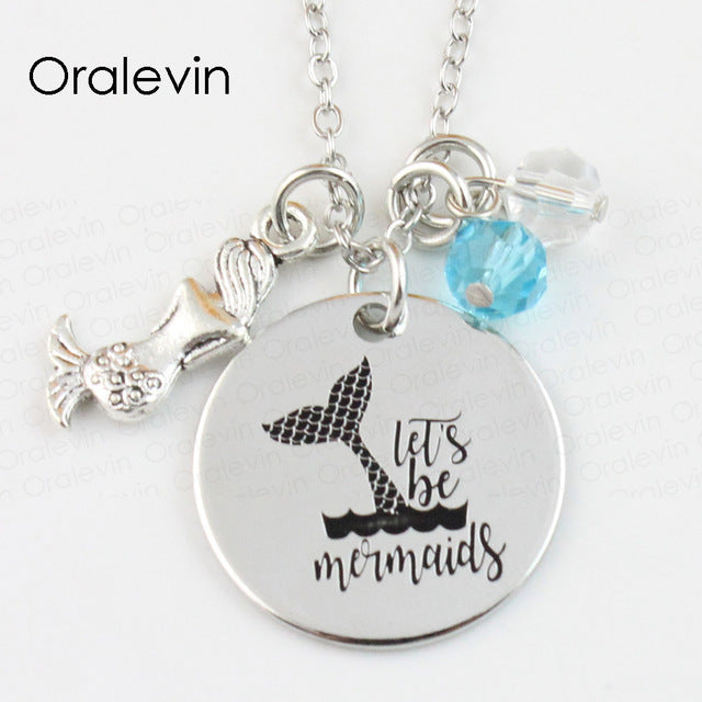 Mermaid Pendants with Charms - 4 Different Engravings Available!