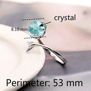 Sterling Silver Blue Crystal Mermaid Tail Ring