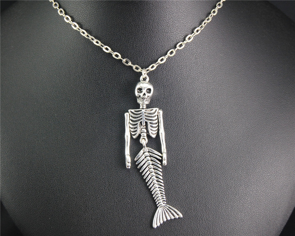 Mermaid Skeleton Halloween Pendant